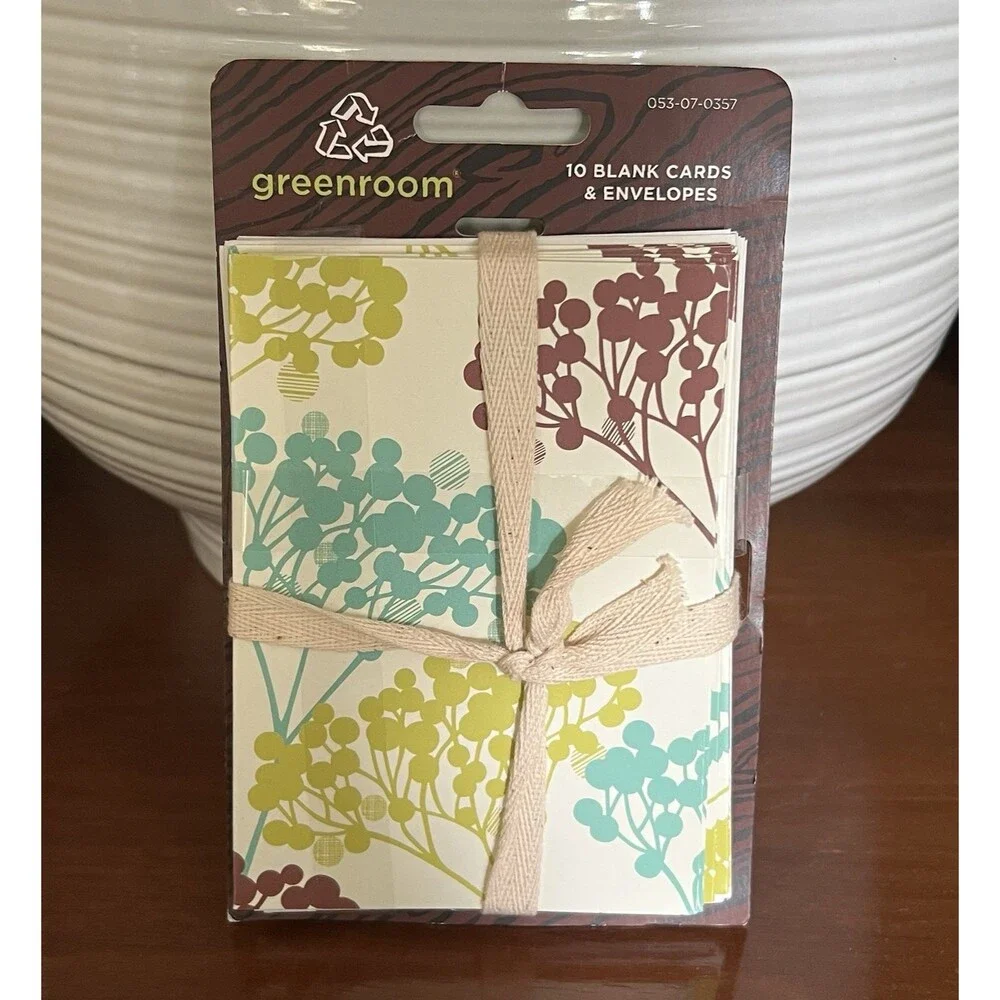 Greenroom Blank Note Cards Set of 10 Cards & Envelopes Multi Floral Botanical